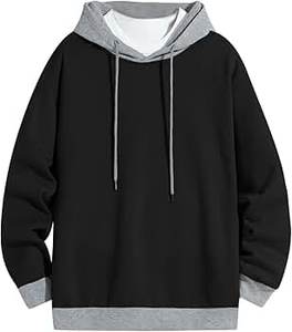 Contrast Panel Casual Multi Color <b>Mens</b> Hoodies Patchwork Design <b>Pullover</b> Fashion Streetwear Hooded Long Sleeve - Product Image 2