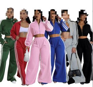 <b>Women</b> Two Piece Stripe Zipper <b>Jacket</b> and Sweatpants Casual Workout Tracksuit Plus Size 2 Pieces Set <b>Women</b> - Product Image 1