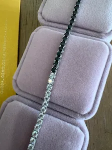 Rhodium Plated Tennis Bracelets Round Zircon Channel <b>Set</b> Classic For Unisex <b>Bangles</b> Alloy Jewelry Gift - Product Image 4