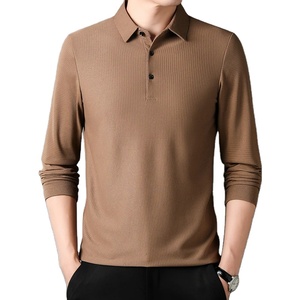 Cómodo verano 100% de lona de manga larga para hombre para Polo camiseta antiarrugas estilo informal de negocios patrón sólido - Product Image 1