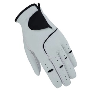 Gants de golf en cuir véritable blanc, respirants, unisexes, design demi-doigts, fermeture à enfiler - Product Image 5