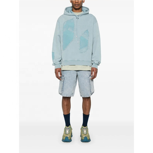 High Quality Dtg Printing Full Printed Hoodie 100% Cotton Unisex Boxy Street Style Acid Wash Sun Faded Distress Hoodies - Product Image 1