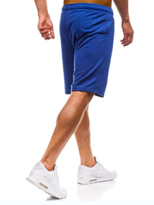 Shorts Bermuda en tricot uni pour homme, taille mi-haute, cordon de serrage, décontracté, taille élastique, respirant, en coton - Product Image 4
