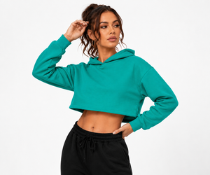 Sudadera corta elegante para mujer con tela premium, acabado suave, silueta elegante, ideal para el gimnasio, viajes, compras y uso casual. - Product Image 6