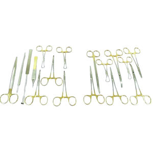 ชุดเครื่องมือผ่าตัดทั่วไป 17 ชิ้น ชุดอุปกรณ์ผ่าตัดแบบด้ามจับสีทอง - Product Image 1