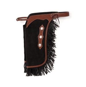 Naya Western Cowboy Pantalon en daim avec franges pour homme, noir 1