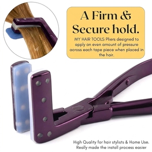 Herramienta de Presión para Extensiones de Cabello con Cinta Adhesiva para Uso en Salón, Alicates de 7 Pulgadas con Mordazas Forradas de Silicona, Agarre Antideslizante, Doble Resorte, Acero Inoxidable - Product Image 4