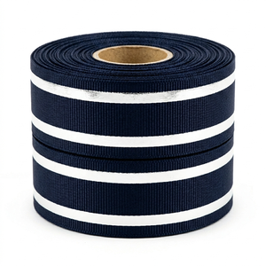 Neelkamal Industries 25mm Navy Blue Silver Metallic Ribbon Decorative Trim for Gift Wrapping Premium Packaging & Crafts - Product Image 4