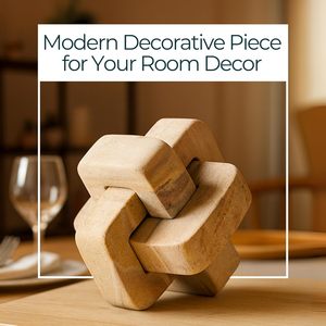 Sculpture décorative en forme de nœud pour la décoration intérieure moderne – Objet décoratif en marbre brun naturel – Décoration d'étagère et de table basse - Product Image 3