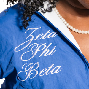 Veste coupe-vent réversible en tissu tissé Zeta Phi Beta pour l'hiver, bleue, légère, zippée, vêtements d'extérieur de la sororité, décontractée, sportive, streetwear pour femmes - Product Image 5