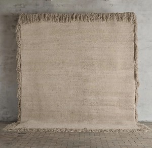 Hand Knotted Wool/Cotton Persian Style Eco Friendly Solid Color Area Rug Four Side Fringes | Custom Handmade Luxury <b>Carpet</b> Latex - Product Image 1