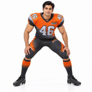 Ensemble d'entraînement de football américain en gros : Maillot sublimé à col en V et manches courtes, pantalon rembourré, kit uniforme respirant - Product Image 2