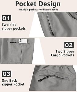 Shorts d'été décontractés pour hommes en polyester tissé extensible, taille mi-haute, avec braguette boutonnée, anti-humidité et résistants à l'eau - Product Image 4