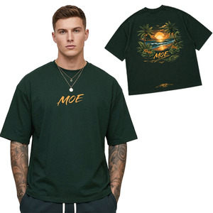 T-shirt Homme Personnalisé avec Logo, Coton Épais, Graphisme Arrière Personnalisé, T-shirt Oversize Homme Uni, Épaules Tombantes, Style Streetwear - Product Image 1