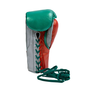 <b>Green</b> Red Leather Boxing Gloves <b>Lace</b>-Up Full Finger Adult Training Gear Breathable Gloves Custom Professional Competition Glove - Product Image 3