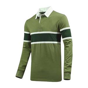 Chemise de rugby à manches longues pour homme en coton tricoté respirant, tissu 240g, logo personnalisé imprimé en sérigraphie, impression de haute qualité - Product Image 4
