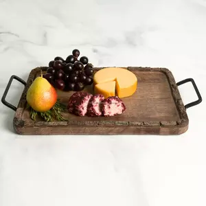 Bandeja de Servir Hecha a Mano de la Mejor Calidad, 100% Madera, con Asa de Latón, Apta para Lavavajillas, de Una Sola Capa, Sostenible, para el Hogar, la Cocina y la Sala de Estar - Product Image 3