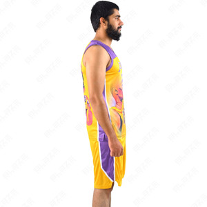 ชุดเสื้อบาสเก็ตบอล Lakers แบบสั่งทำพิเศษ คุณภาพสูง ระบายอากาศได้ดี ป้องกันรังสียูวี แห้งเร็ว ผลิตจากโพลีเอสเตอร์ 100% ยี่ห้อ BLAZE FIGHT WEAR พร้อมกางเกงขาสั้นไซส์ใหญ่ - Product Image 2