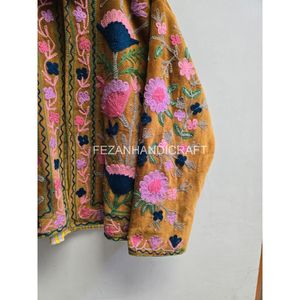 Chaqueta de Terciopelo Bordada para Mujer, con Estampado Floral, Cuello Camisero, Manga Larga, Estilo Prairie Chic para Otoño - Product Image 2