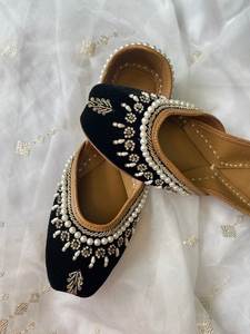 Women Khussa Handmade Embroidered Plus Size <b>Open</b> Toe Flats Pumps Traditional Pakistani Soft Comfortable Ethnic Footwear OEM ODM - Product Image 6