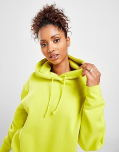 Sweat-shirt à capuche surdimensionné pour femme, jaune fluo, manches longues, couleur unie, en molleton de coton, pour l'automne - Product Image 5