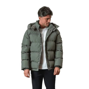 <b>Men's</b> Hooded <b>Parka</b> Jacket Solid Color Standard Polyester Zipper Closure Casual Outerwear Regular Fit Straight Body <b>Winter</b> <b>Coat</b> - Product Image 4