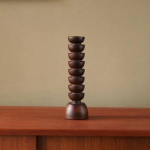 Support de bougie en bois de manguier fait main élégant avec finition noyer, décoration d'intérieur multifonctionnelle pour Pâques et Noël - Product Image 2