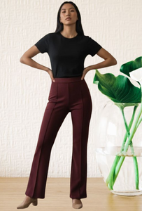 High Waist Flare Pants Solid Color Fabric Anti-Wrinkle Full Length Casual Autumn Style <b>Trouser</b> for <b>Womens</b> - Product Image 4