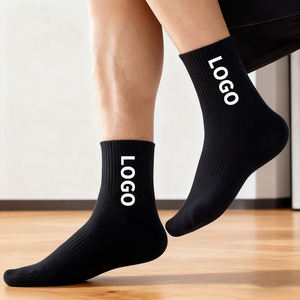 Custom <b>Black</b> Compression <b>Ankle</b> <b>Socks</b> White Logo Cuff Breathable Knitted for Basketball Daily Casual Wear Adults - Product Image 4