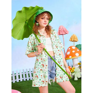 Chemisiers d'été pour femmes à imprimé hawaïen, col en V, coupe régulière, en spandex/rayonne, manches courtes, écologiques, respirants, séchage rapide - Product Image 4