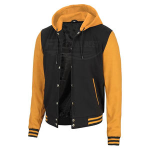 Chaqueta Varsity Acolchada Personalizada para Hombre y Mujer, Mangas en Contraste, Cierre de Botones, Invierno, Casual, Transpirable, Secado Rápido - Product Image 1