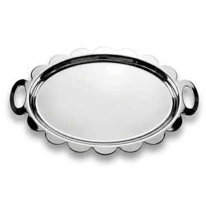 Stainless Steel Serving <b>Tray</b> Round Metal Platter With Handles for Hotel Restaurant Bar Food Grade <b>Mirror</b> Polished Catering - Product Image 3
