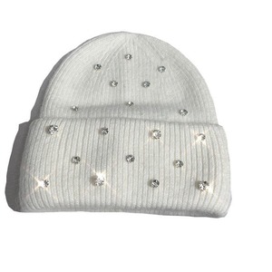 Unisex Acrylic Knit Beanie Hat With Rhinestone Dot Pattern <b>Winter</b> <b>Cap</b> Elegant Casual Style Adult 56-58CM - Product Image 3
