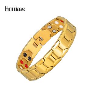 Унисекс из нержавеющей стали 24 К позолоченный магнитный терапевтический геометрический модный браслет здоровая энергия ювелирные изделия на годовщину - Product Image 1