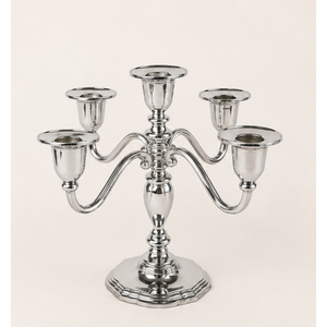 Factory Price 5 Arm Metal Candelabra <b>Silver</b> Aluminum <b>Candlestick</b> Holder Vintage Table Centerpiece For Wedding Event Decoration - Product Image 3
