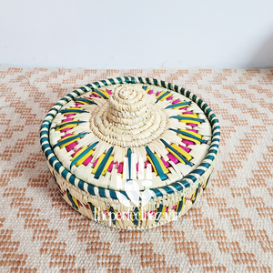 Cestas Multifuncionales de Hierba Natural Moonj, Cesta de Almacenamiento con Tapa, Diseño Redondo, Cesta de Almacenamiento Ecológica - Product Image 2