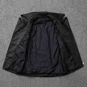 Gilet sans manches en cuir véritable pour homme, style motard, délavé, vêtement d'extérieur décontracté, fabricant OEM ODM en gros - Product Image 6