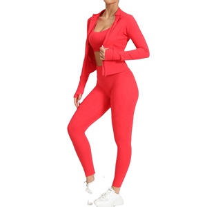Hot Sale Women Scoop Neck Racerback Crop <b>Top</b> High Waist Leggings Breathable Seamless Activewear Sportwear - Product Image 4