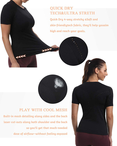 T-shirt de compression pour femme à haute élasticité, coupe ample, pour le jogging et l'entraînement en extérieur - Haut de sport respirant et à séchage rapide - Product Image 6