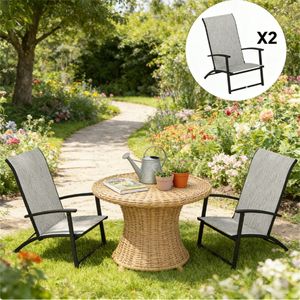 Set di 2 Sedie da Pranzo Pieghevoli Grigie per Esterni, Terrazza, Campeggio e Giardino - Product Image 1