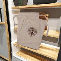 Sac à chaussures en coton beige naturel avec imprimé dessiné à la main motif étoile, 100 % tissu lavé, absorbant l'humidité, anti-odeur et anti-poussière