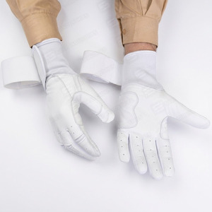 Longue manchette couleur blanche sur mesure Softball frappeur gants de sport véritable peau de vache Cabretta cuir gants de Baseball gants de frappeur - Product Image 3