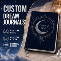 LABON Journal de bien-être en velours bleu marine profond, avec suivi du sommeil, bords dorés à l'argent, thème constellations célestes et breloque métallique