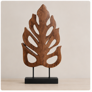 Escultura de Hoja de Monstera Hecha a Mano en Madera, Decoración de Mesa Estilo Bohemio, Pieza de Arte Vegetal para la Sala de Estar y Decoración del Hogar - Product Image 2