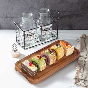 Plateau de service en bois moderne, fait main, poli, compatible lave-vaisselle, plateau de présentation de luxe moderne pour café, thé, petit-déjeuner, nourriture, collations, pour la maison - Product Image 4