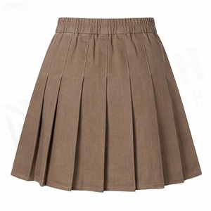 Minifalda Plisada para Mujer, Color Sólido, Cintura Alta, Corte Regular, Tejido de Tela, Cómoda, Estilo para Todas las Temporadas - Product Image 2