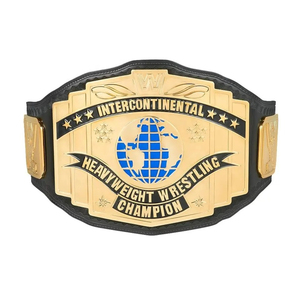 Cinturón de Lucha Libre Intercontinental de la WWE, de Cuero Genuino con Hebilla de Aleación Dorada y Cristales de Imitación - Product Image 2