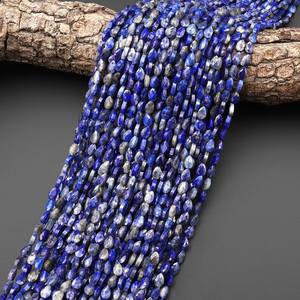 Chaîne de perles en lapis-lazuli bleu naturel facetté en forme de feuille pour la fabrication de bijoux DIY en gros - Product Image 5