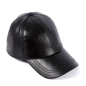 <b>Black</b> Leather <b>Baseball</b> <b>Cap</b> Unisex Adjustable Fit Casual Style Four Seasons Wear - Product Image 2