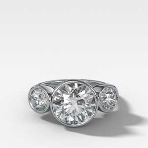 Bague de fiançailles en or massif 10K 14K 18K avec trois diamants ronds de laboratoire de 3 carats, sertie clos, pour demande en mariage, fabrication de bijoux - Product Image 3